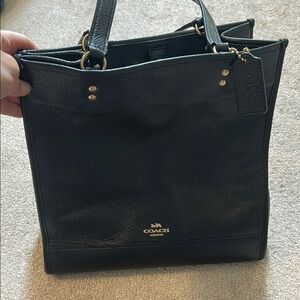 Coach Black Leather Tote Bag
